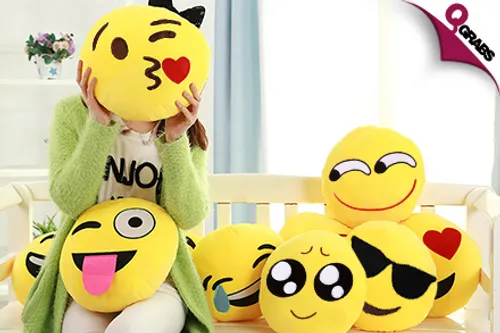 For QR29, Have Some Fun with Emoji Cushion Pillows - Choose from 17 Smiley Options! (QR59 Value)